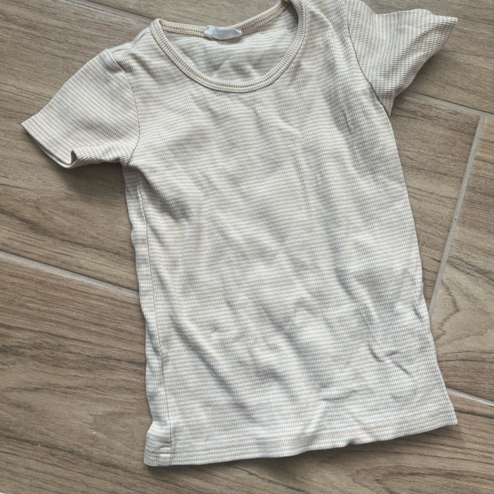 Jamie Kay Beige Striped Short Sleeve Tee